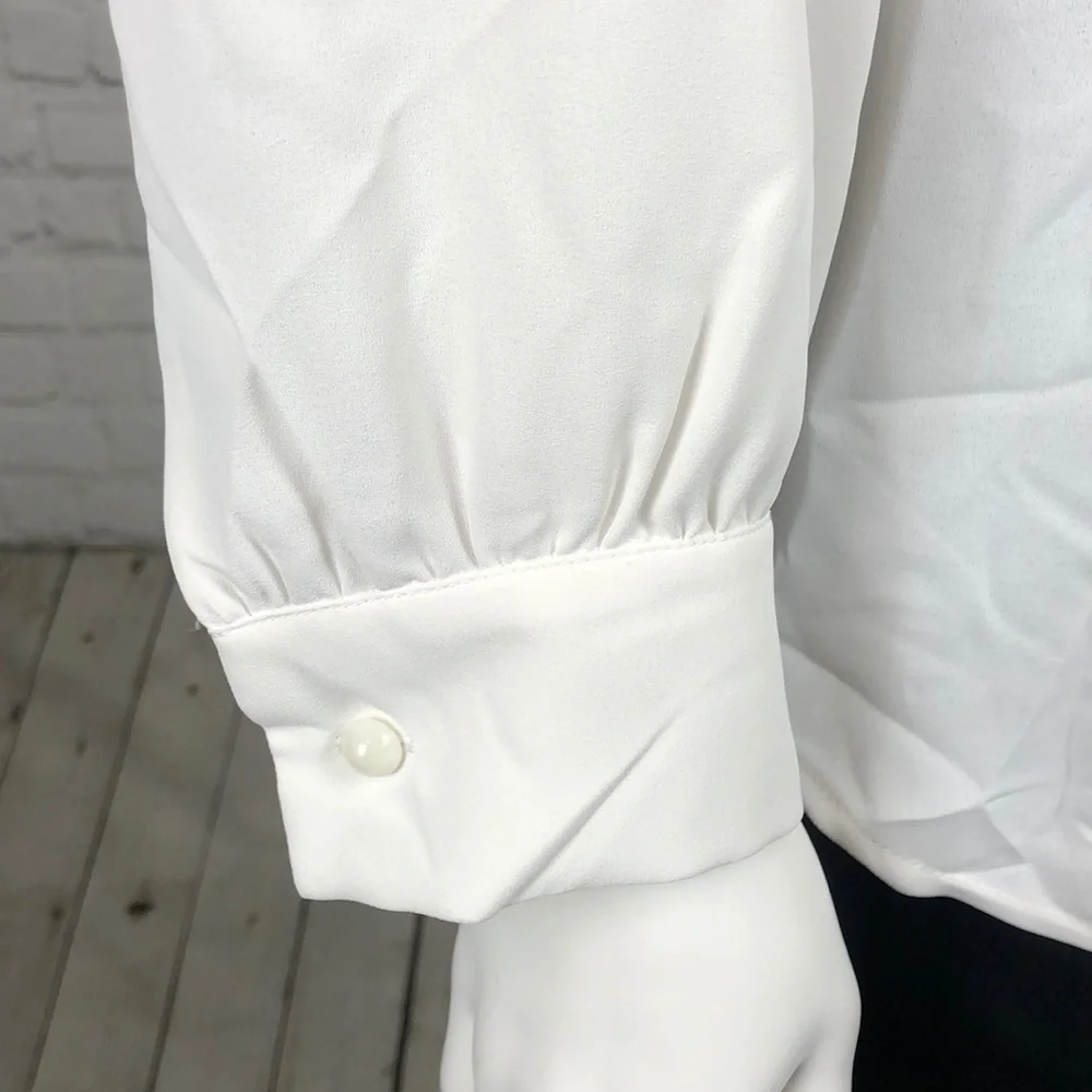Bar III White Tie Neck Blouse Plus Size 2X - Picture 5 of 7